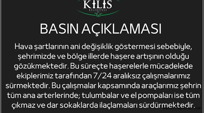 Kilis Belediye Başkanından Böcek Açıklaması