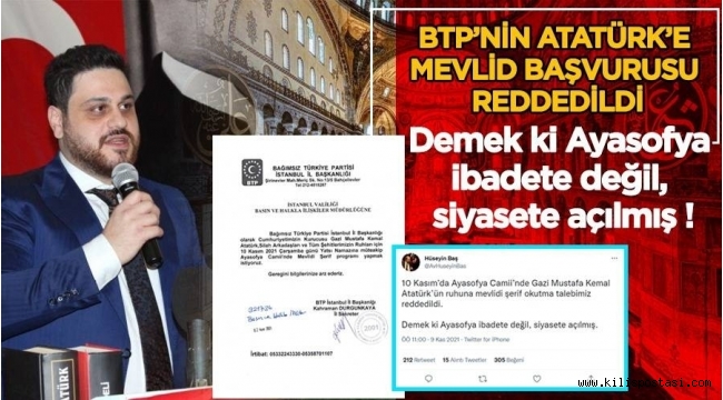 Ayasofya'da Atatürk'e Mevlid'e Valilikten Ret