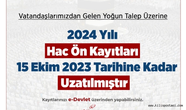 Hac Ön Kayıt Başvuru Süresi Uzatıldı!