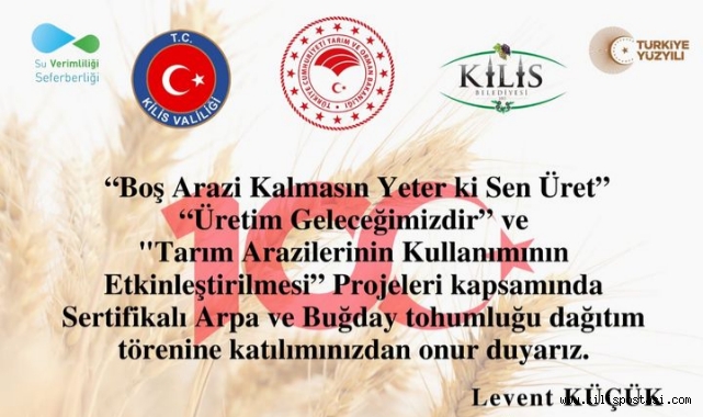 Kilis Ziraat Odası, Çiftçilere Yönelik Devlet Destekli Tohum Dağıtımını Gerçekleştirecek!
